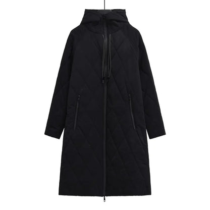 Veste Longue Matelassée avec Capuche Réglable pour Femmes | Idéale pour L’Hiver