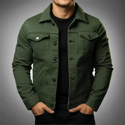Veste en Jean avec Poches et Fermeture à Boutons pour Hommes | Idéale pour le Printemps et l’Automne