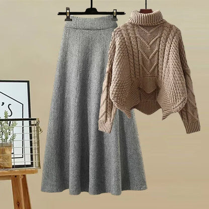 Ensemble Deux Pièces avec Pull Col Montant et Jupe Ajustée pour Femmes | Idéal pour les Sorties Décontractées et les Occasions Formelles