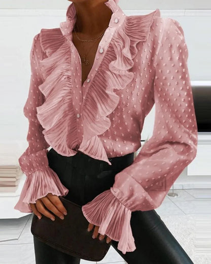 Blouse À Volants Avec Manches Longues Pour Femme | Idéale Pour Le Quotidien
