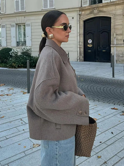 Veste Oversized Avec Boutons Et Col Large Pour Femmes | Idéale Pour Les Saisons Intermédiaires