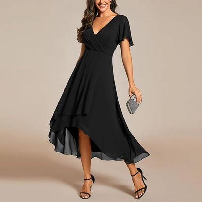 Robe Longue Fluide avec Col V et Coupe A-Line pour Femme | Idéale pour les Occasions Quotidiennes et les Événements