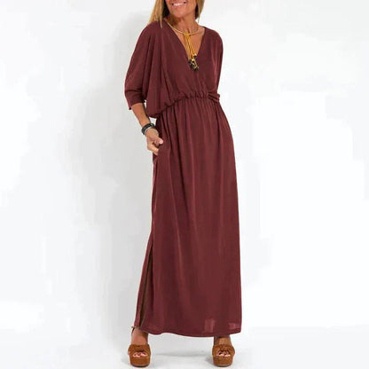 Robe Longue Grise à Coupe Simple pour Femme | Idéale pour le Quotidien
