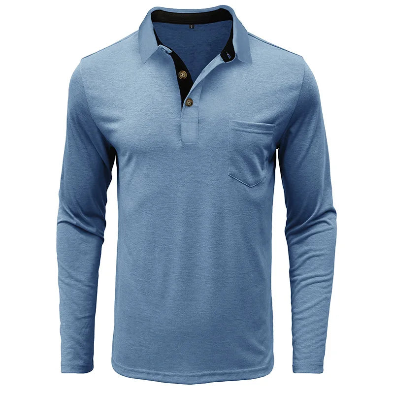 Chemise À Manches Longues Avec Col Contrasté Et Poche Poitrine Pour Homme | Idéale Pour Le Quotidien Et Les Occasions Semi-Formelles