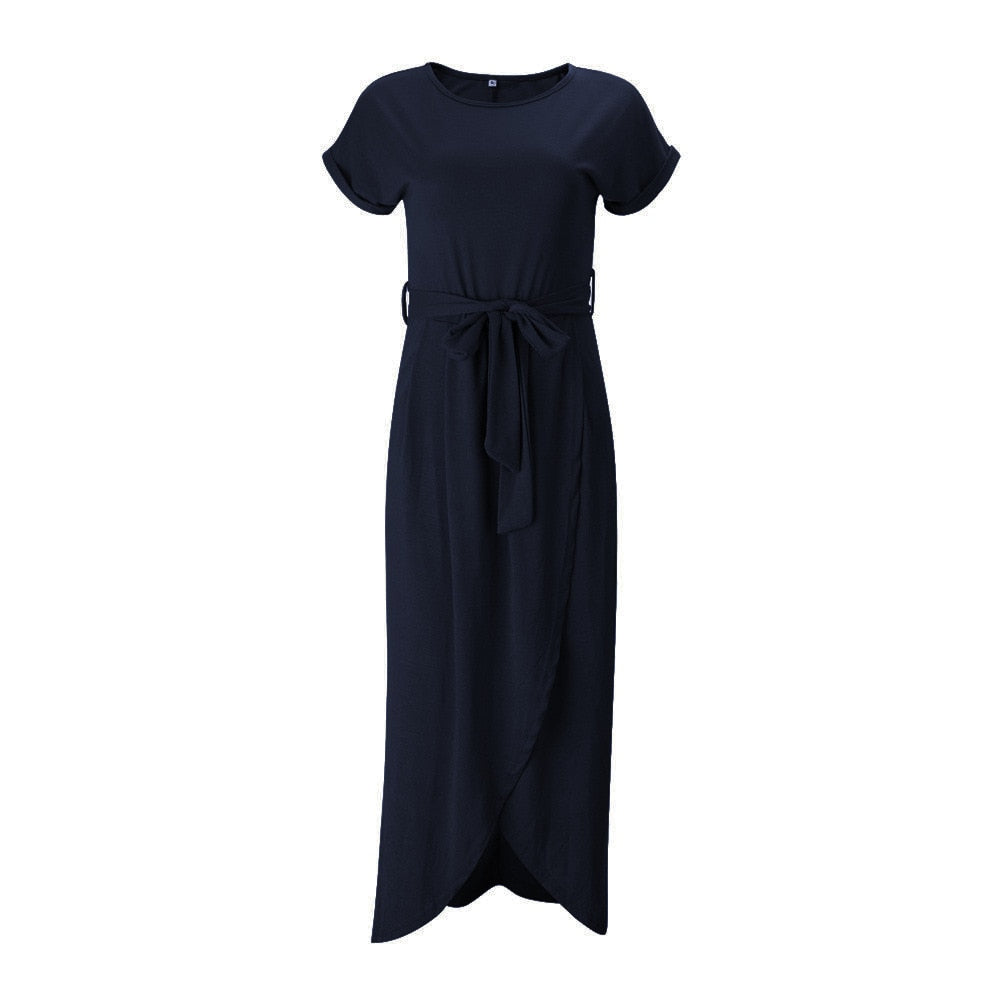 Robe Maxi Avec Fente Et Ceinture À Nouer Pour Femme | Idéale Pour Les Occasions Estivales