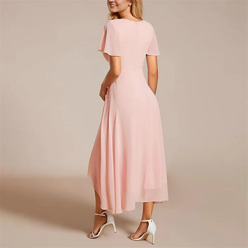 Robe Longue Fluide avec Col V et Coupe A-Line pour Femme | Idéale pour les Occasions Quotidiennes et les Événements