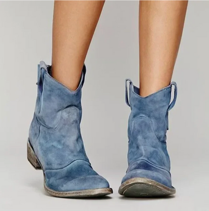 Bottes western à bout arrondi et talon bloc bas pour femmes | Idéal pour l'automne