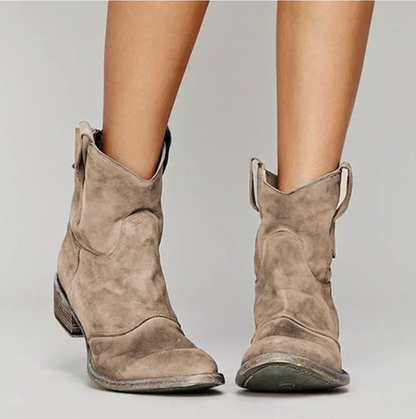 Bottes western à bout arrondi et talon bloc bas pour femmes | Idéal pour l'automne