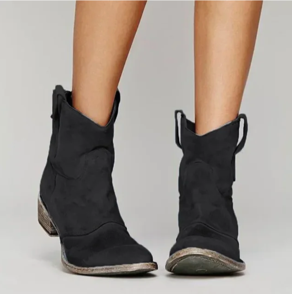 Bottes western à bout arrondi et talon bloc bas pour femmes | Idéal pour l'automne