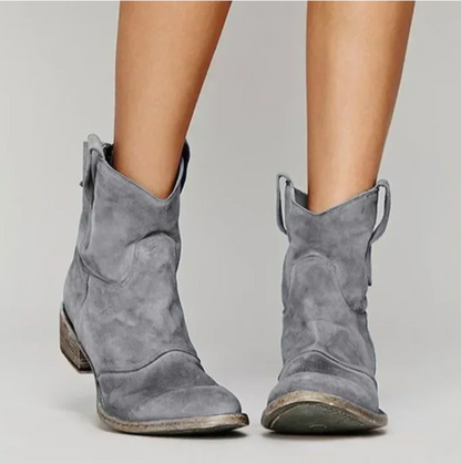 Bottes western à bout arrondi et talon bloc bas pour femmes | Idéal pour l'automne
