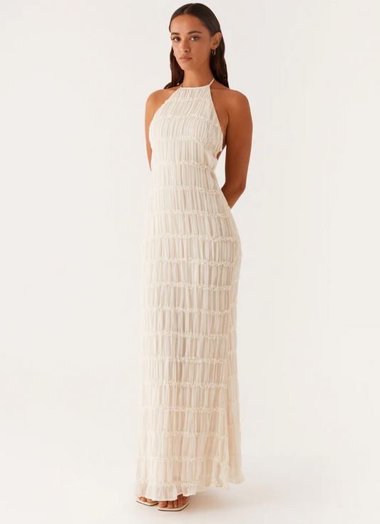 Robe Maxi Dos Nu Avec Encolure Halter Ajustable Pour Femme | Idéale Pour L'Été