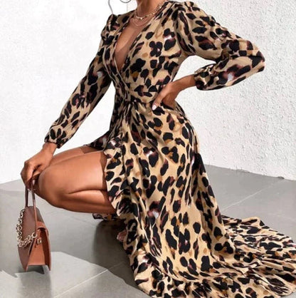 Robe Portefeuille Avec Motif Léopard pour Femmes | Idéale Pour L'Été Et Les Loisirs