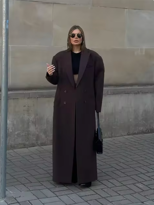 Trenchcoat Longue pour Femme avec Boutonnage Double | Idéal pour Mi-Saison