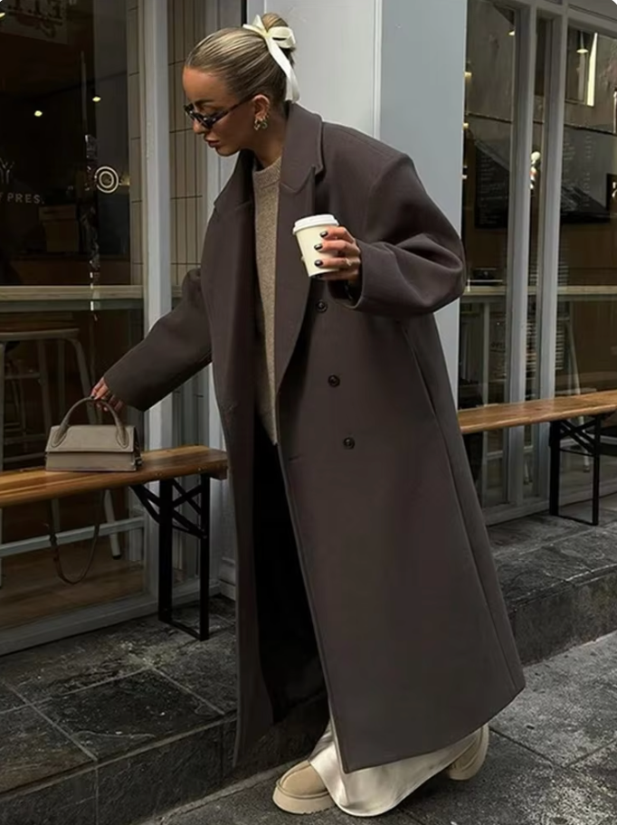 Trenchcoat Longue pour Femme avec Boutonnage Double | Idéal pour Mi-Saison