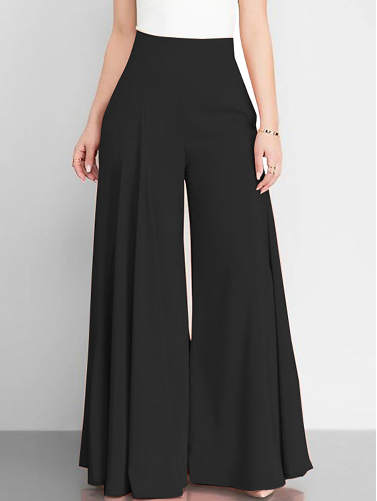 Pantalon à Coupe Large et Taille Haute pour Femme | Idéal pour Tenues de Bureau et Décontractées