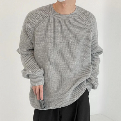 Pull en Maille Uni pour Hommes avec Col Rond | Idéal pour l’Automne et l’Hiver