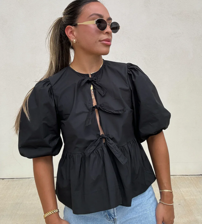 Blouse à Rayures avec Manches Bouffantes pour Femme | Idéale pour le Printemps et l'Été