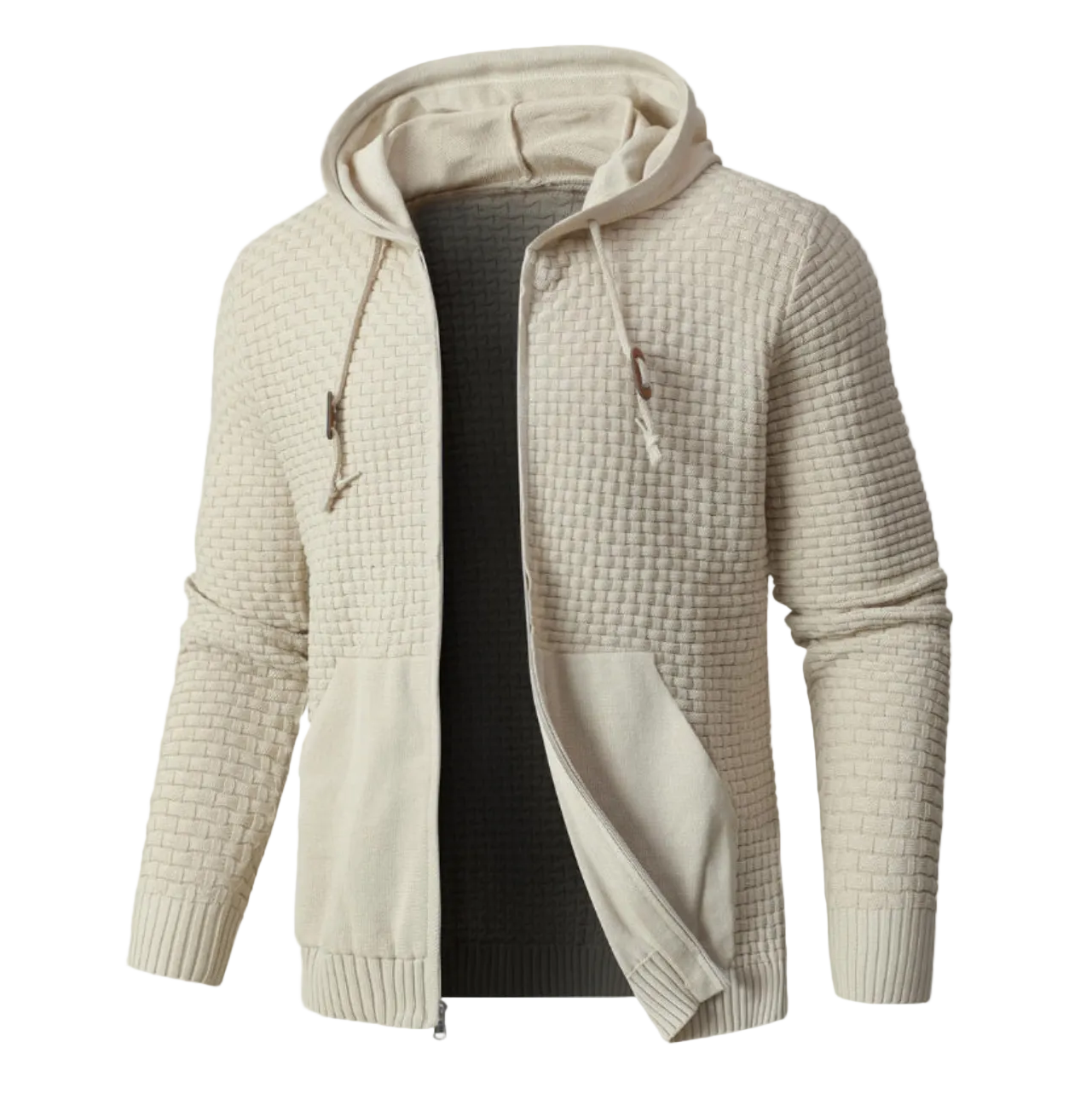 Veste à capuche zippée texturée pour hommes