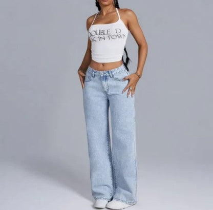 Jean Baggy avec Détail Nœud pour Femme | Idéal pour une Tenue Décontractée