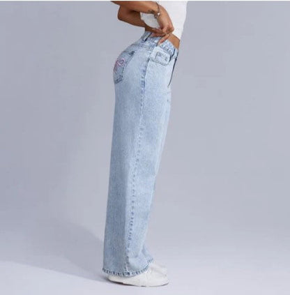 Jean Baggy avec Détail Nœud pour Femme | Idéal pour une Tenue Décontractée