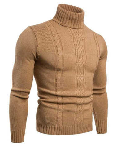 Pull Col Roulé à Maille Torsadée Classique pour Homme | Idéal pour l’Hiver