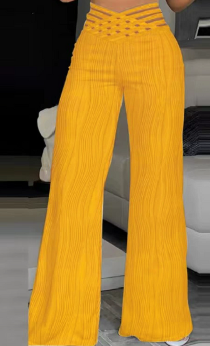 Pantalon Évasé à Taille Haute Croisée pour Femme | Idéal pour la Saison Été