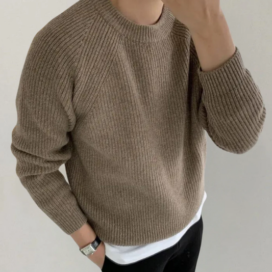 Pull Tricoté à Col Rond à Coupe Régulière pour Homme | Idéal pour l’Automne et l’Hiver