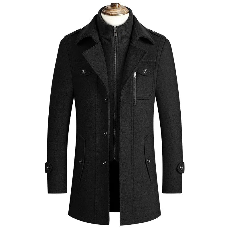 Manteau Long avec Col Amovible pour Homme | Idéal pour Automne et Hiver