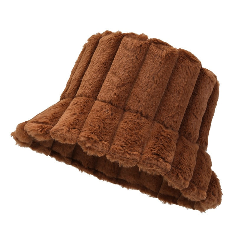 Bucket hat pelucheux pour femmes