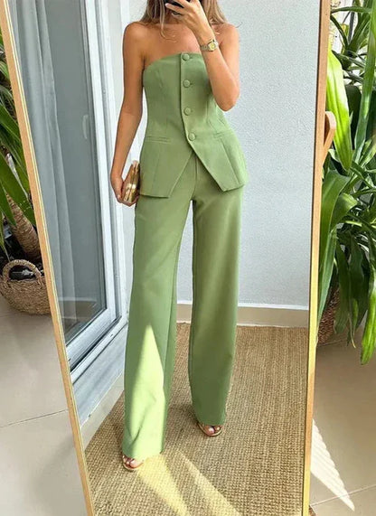 Ensemble Top Et Pantalon Sans Manches À La Coupe Décontractée Pour Femmes | Idéal Pour Une Tenue Décontractée