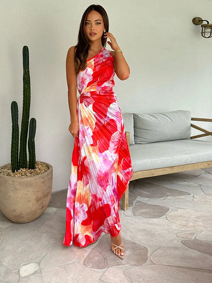 Robe Plissée À Une Épaule Pour Femmes | Idéale Pour Journées D’Été Et Événements