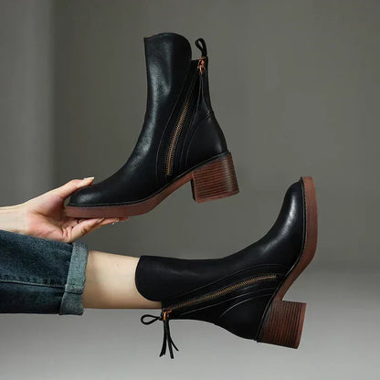 Bottines à Talon Plat pour Femmes avec Fermeture Zippée | Idéales pour un Usage Quotidien