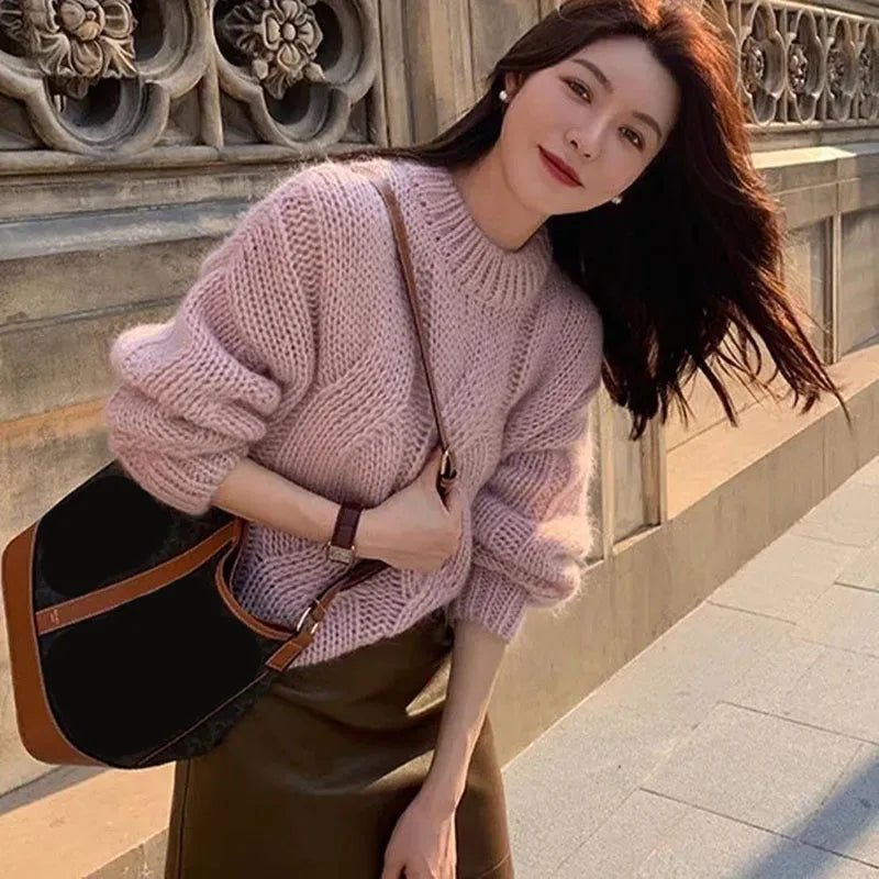 Pull À Col Rond avec Coupe Ample pour Femme | Idéal pour L’Hiver