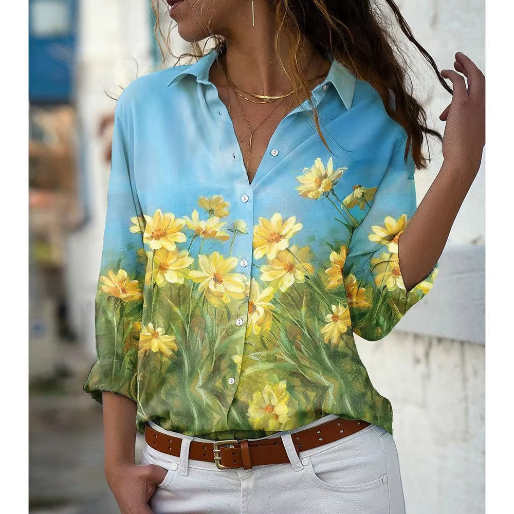 Blouse à Manches Longues avec Imprimé Floral pour Femmes | Idéal pour l’Été