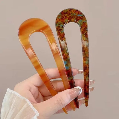 Fourche À Cheveux En U Avec Motif Marbré Pour Femmes | Idéale Pour Les Chignons Et Coiffures Du Quotidien