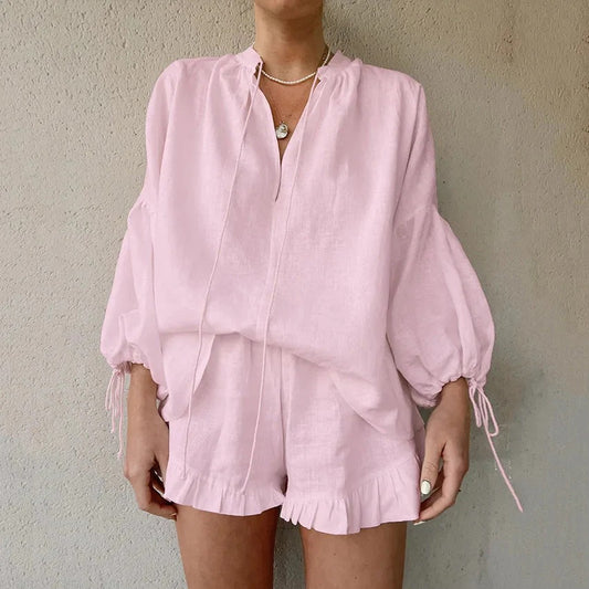 Ensemble Décontracté avec Haut Ample et Shorts Taille Haute pour Femme | Idéal pour l’Été et les Sorties Quotidiennes