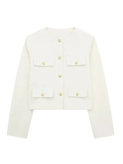 Blazer À Col Rond Avec Coupe Droite Pour Femme | Idéal Pour Le Travail Et Le Quotidien