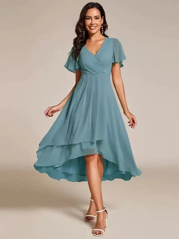 Robe Longue Fluide avec Col V et Coupe A-Line pour Femme | Idéale pour les Occasions Quotidiennes et les Événements