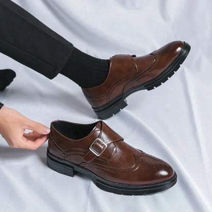 Chaussures monk strap avec perforations brogue pour homme | idéal pour le bureau et les occasions habillées