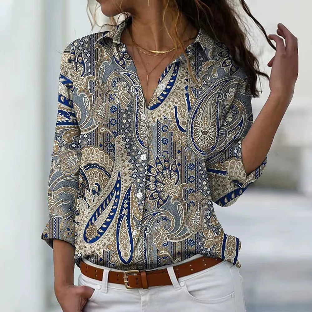Blouse à Manches Longues avec Imprimé Floral pour Femmes | Idéal pour l’Été
