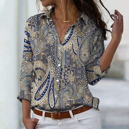 Blouse à Manches Longues avec Imprimé Floral pour Femmes | Idéal pour l’Été