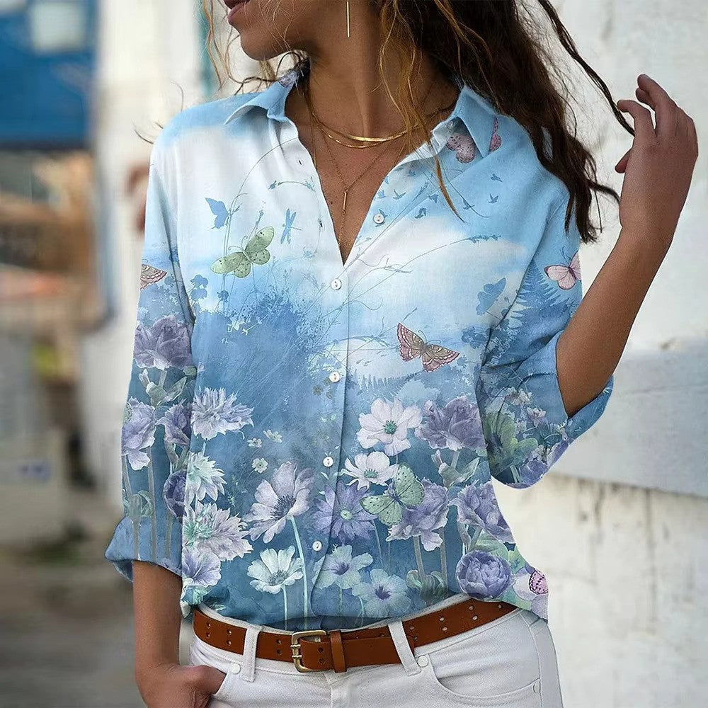 Blouse à Manches Longues avec Imprimé Floral pour Femmes | Idéal pour l’Été