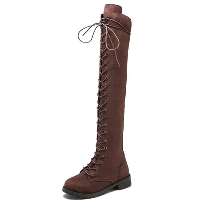 Bottes au-Dessus du Genou avec Laçage pour Femme | Idéal pour Usage Quotidien