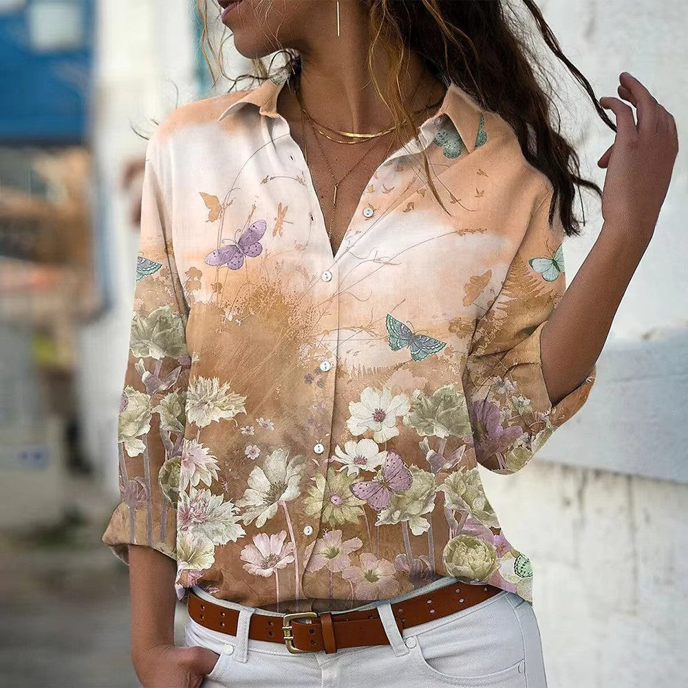 Blouse à Manches Longues avec Imprimé Floral pour Femmes | Idéal pour l’Été