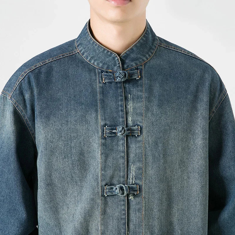 Chemise Boutonnée avec Col Mandarine et Poches Frontales pour Homme | Idéale pour Tenues Quotidiennes