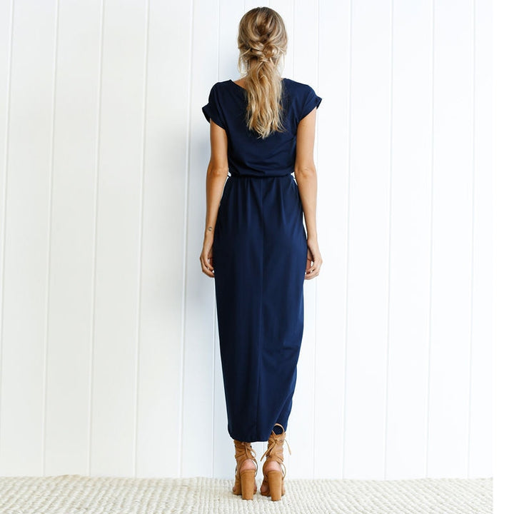Robe Maxi Avec Fente Et Ceinture À Nouer Pour Femme | Idéale Pour Les Occasions Estivales