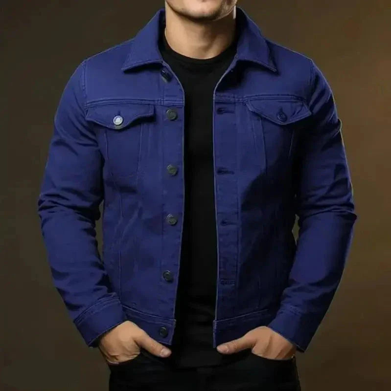 Veste en Jean avec Poches et Fermeture à Boutons pour Hommes | Idéale pour le Printemps et l’Automne