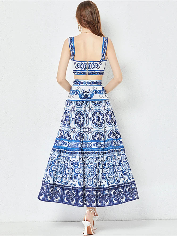 Ensemble Haut Et Jupe Longue 2 Pièces À Motif Floral Pour Femme | Idéal Pour Printemps Et Été