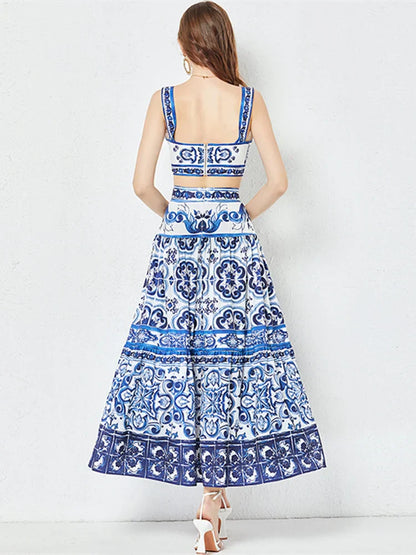 Ensemble Haut Et Jupe Longue 2 Pièces À Motif Floral Pour Femme | Idéal Pour Printemps Et Été