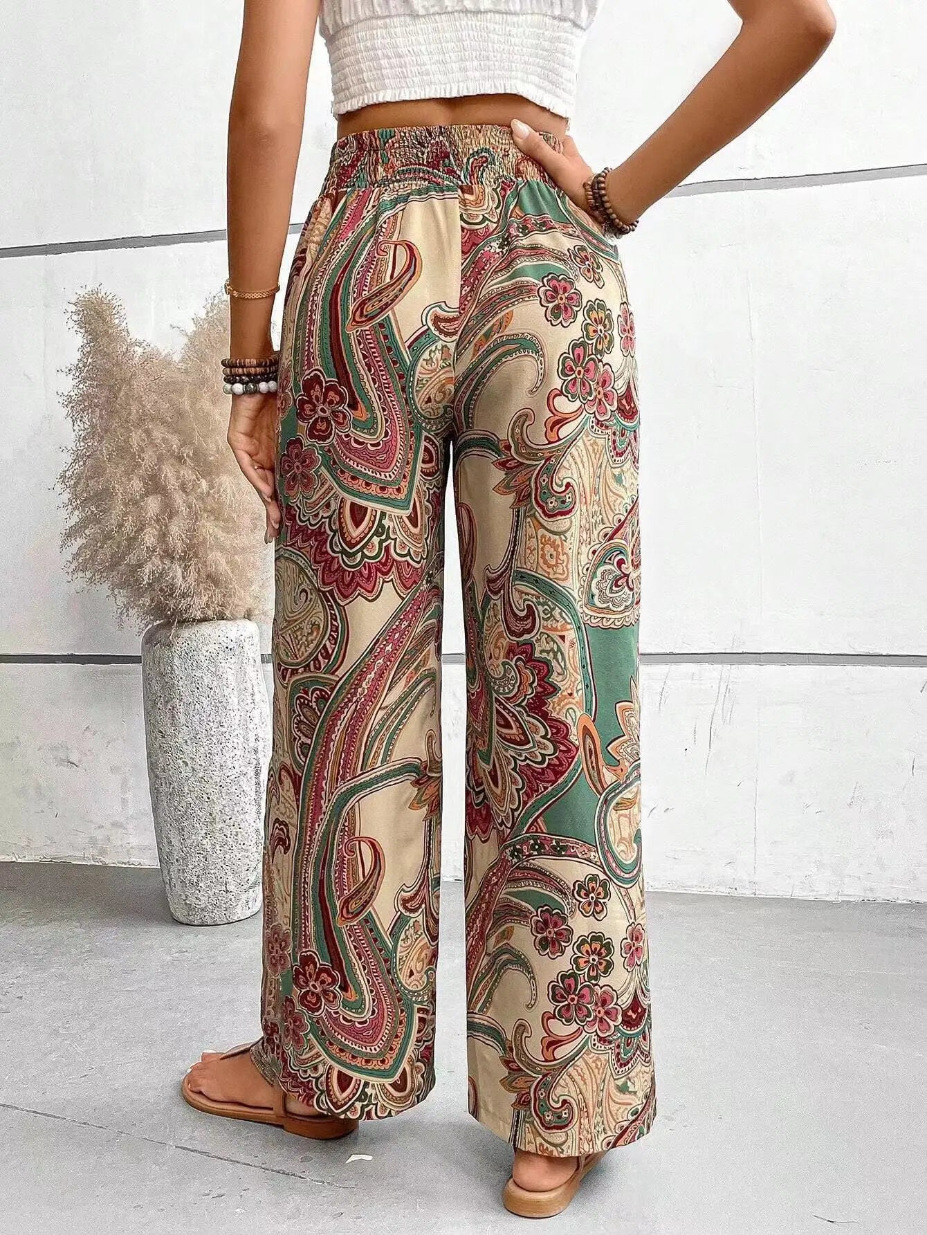 Pantalon Large Avec Motif Paisley Pour Femmes | Idéal Pour Usage Quotidien Et Temps Chaud